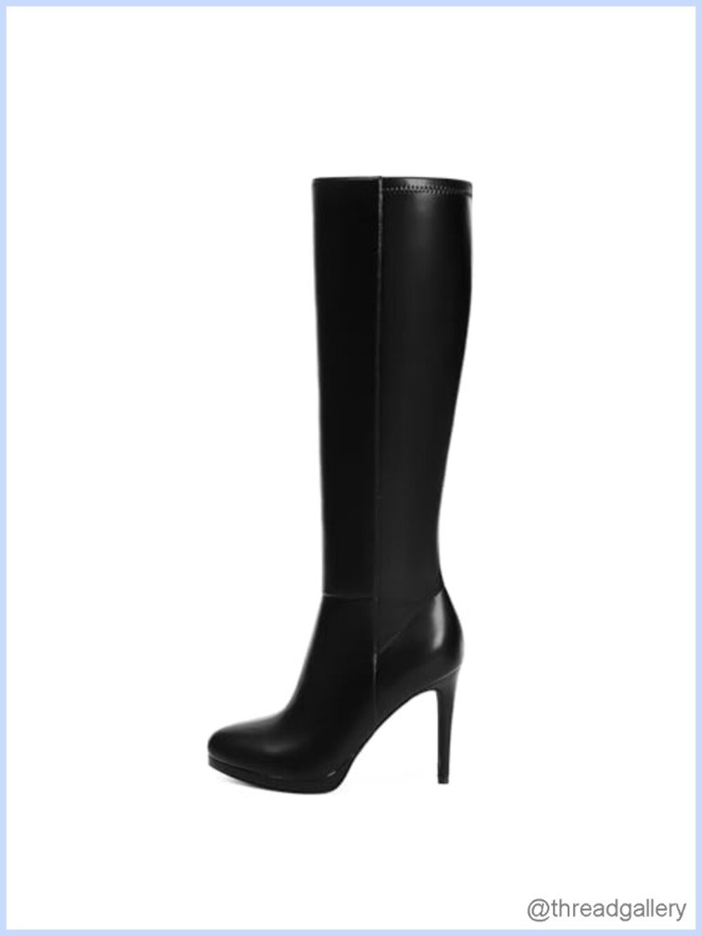Women's Knee High Platform Boots Faux Leather Round Toe Stiletto Heel Fall Tall